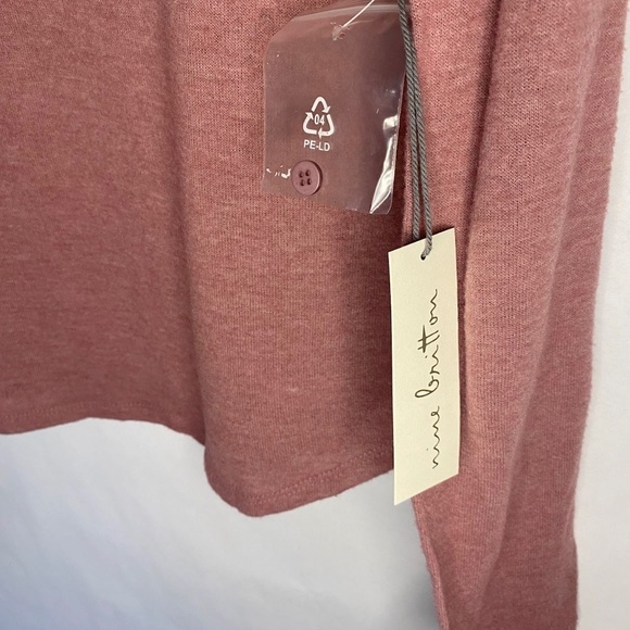 NWT Nine Britton Pink Henley Comfy Cozy Knit Long Sleeve Top, Petite Medium NEW - Picture 2 of 5